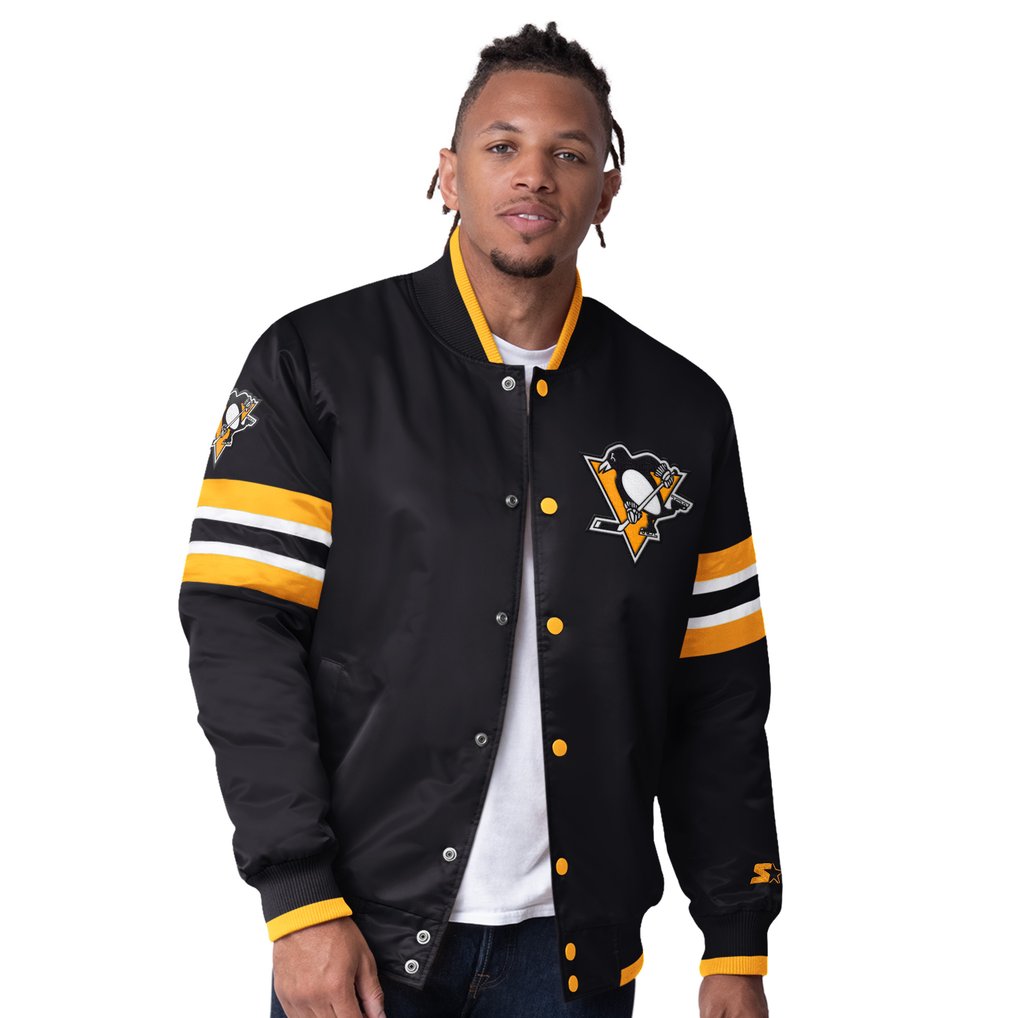 Pittsburgh Penguins Starter Scout I Full-Snap Varsity Jacket - Black