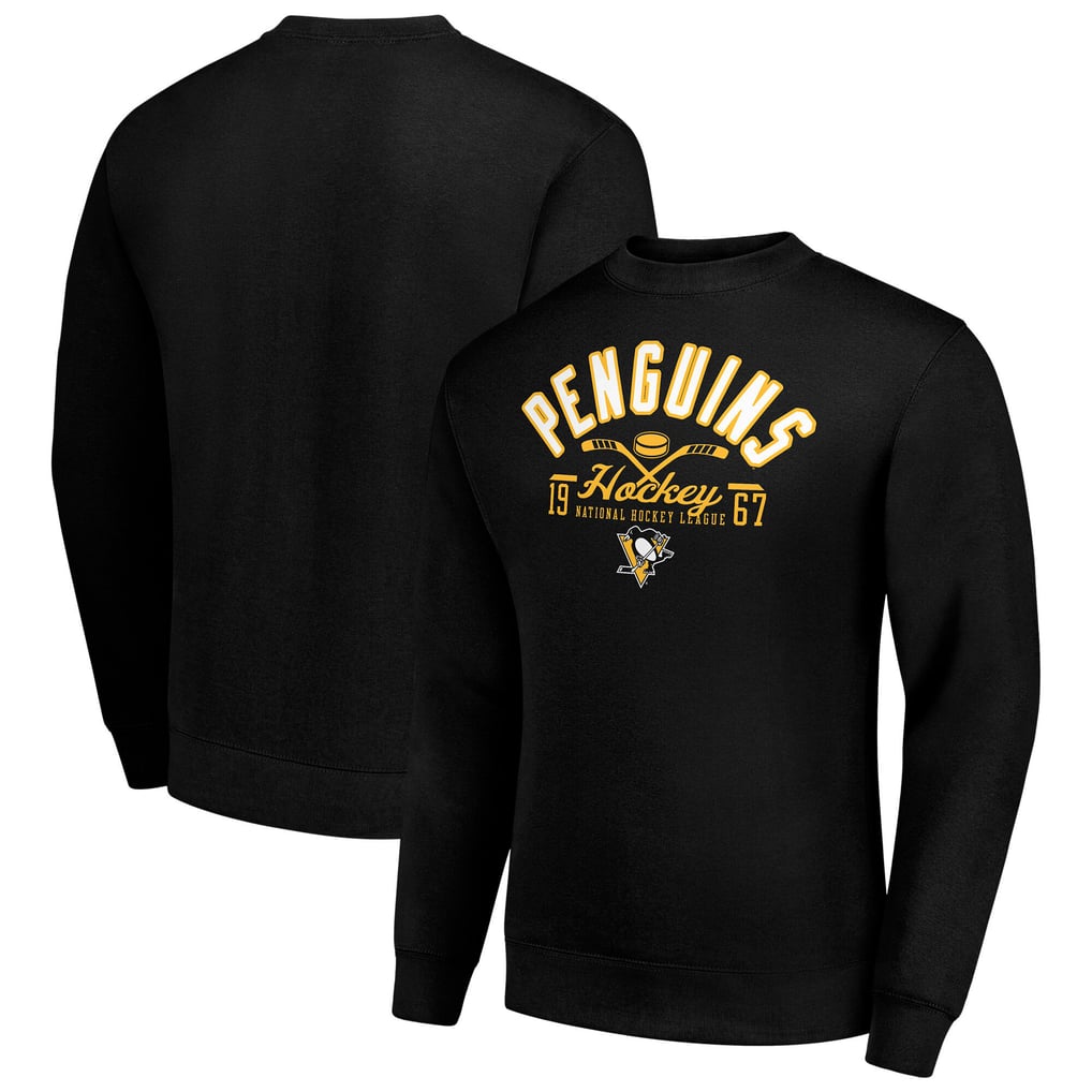 Pittsburgh Penguins Starter Stick And Puck Logo Fleece Pullover Sweatshirt - Black