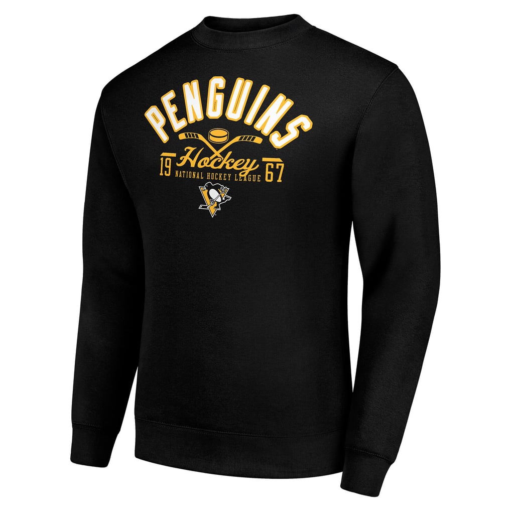 Pittsburgh Penguins Starter Stick And Puck Logo Fleece Pullover Sweatshirt - Black