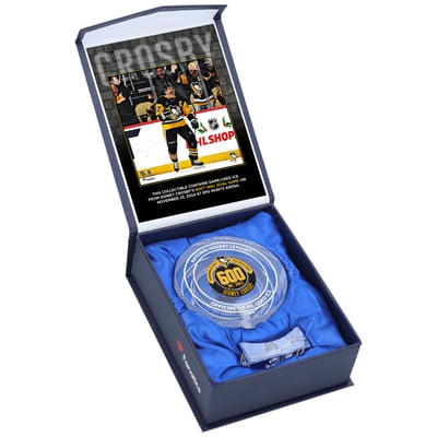 Sidney Crosby Pittsburgh Penguins Fanatics Authentic 600th NHL Goal Crystal Puck - Filled with Game-Used Ice from 600th Goal Game