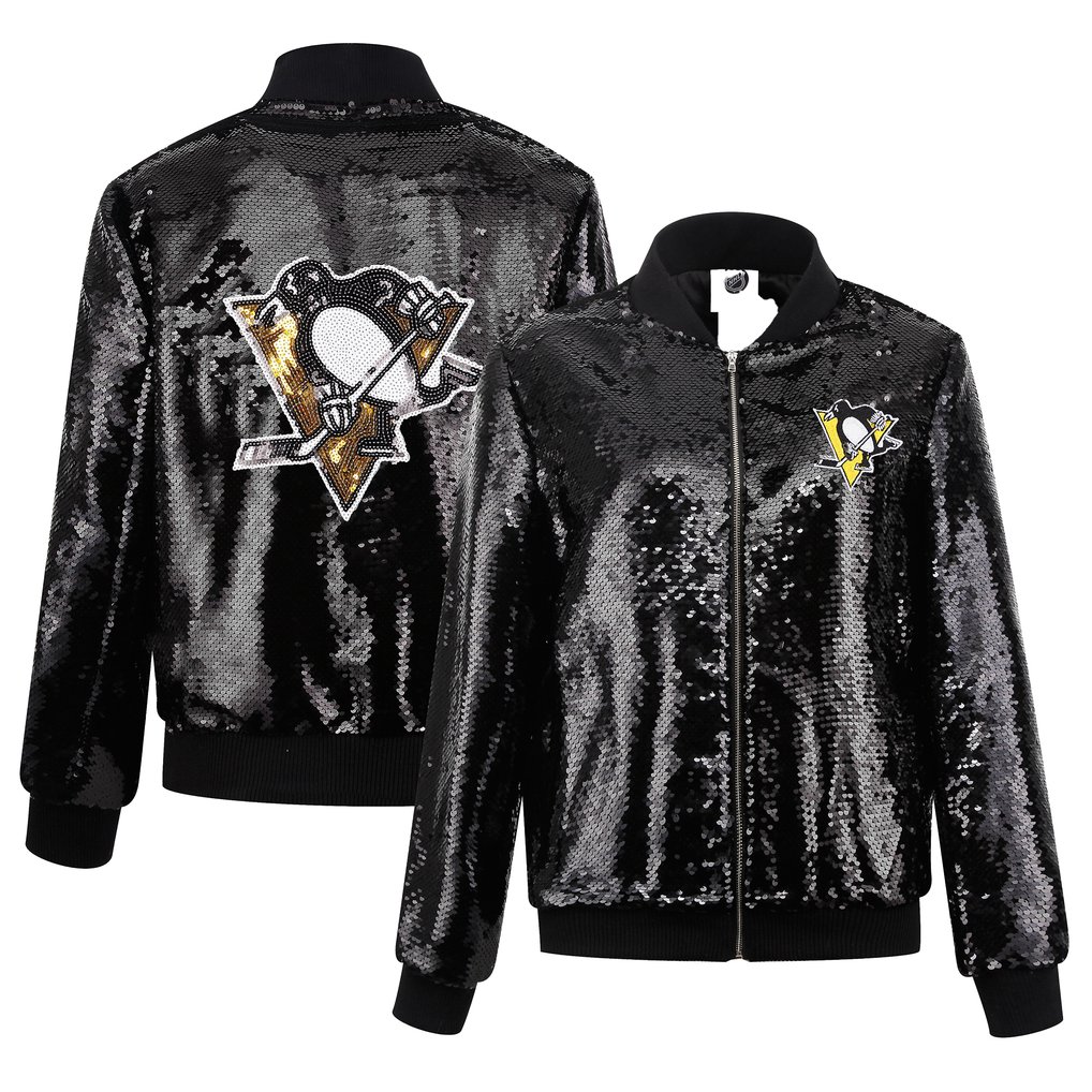 Pittsburgh Penguins Cuce Women's Sequin Full-Zip Jacket  - Black