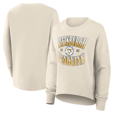 Pittsburgh Penguins Fanatics Women's Oversized Vintage Slice Pullover Sweatshirt - Cream