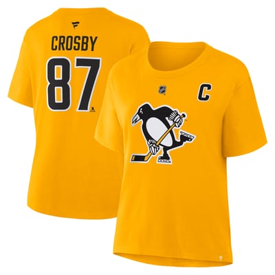 Sidney Crosby Pittsburgh Penguins Fanatics Women's Authentic Stack Name & Number T-Shirt - Gold