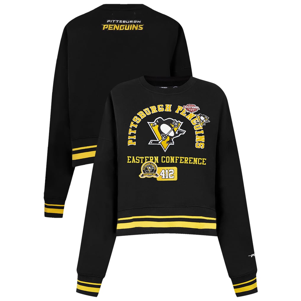  Pittsburgh Penguins Pro Standard Women's Area Code Cropped Pullover Sweatshirt - Black