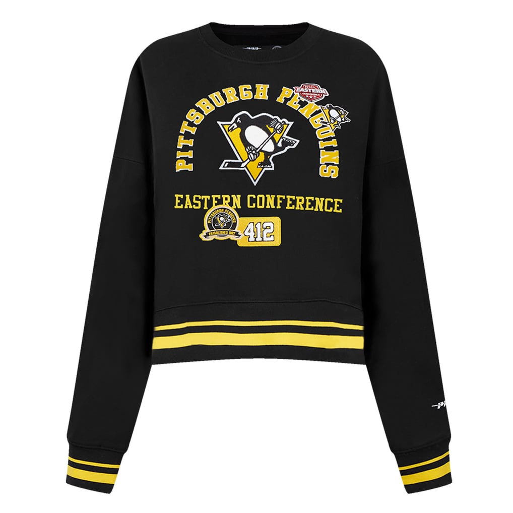  Pittsburgh Penguins Pro Standard Women's Area Code Cropped Pullover Sweatshirt - Black