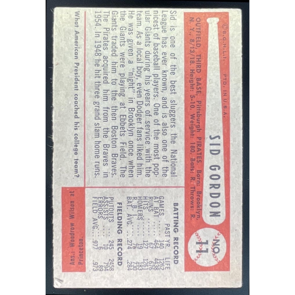 1954 Bowman #11 Sid Gordon