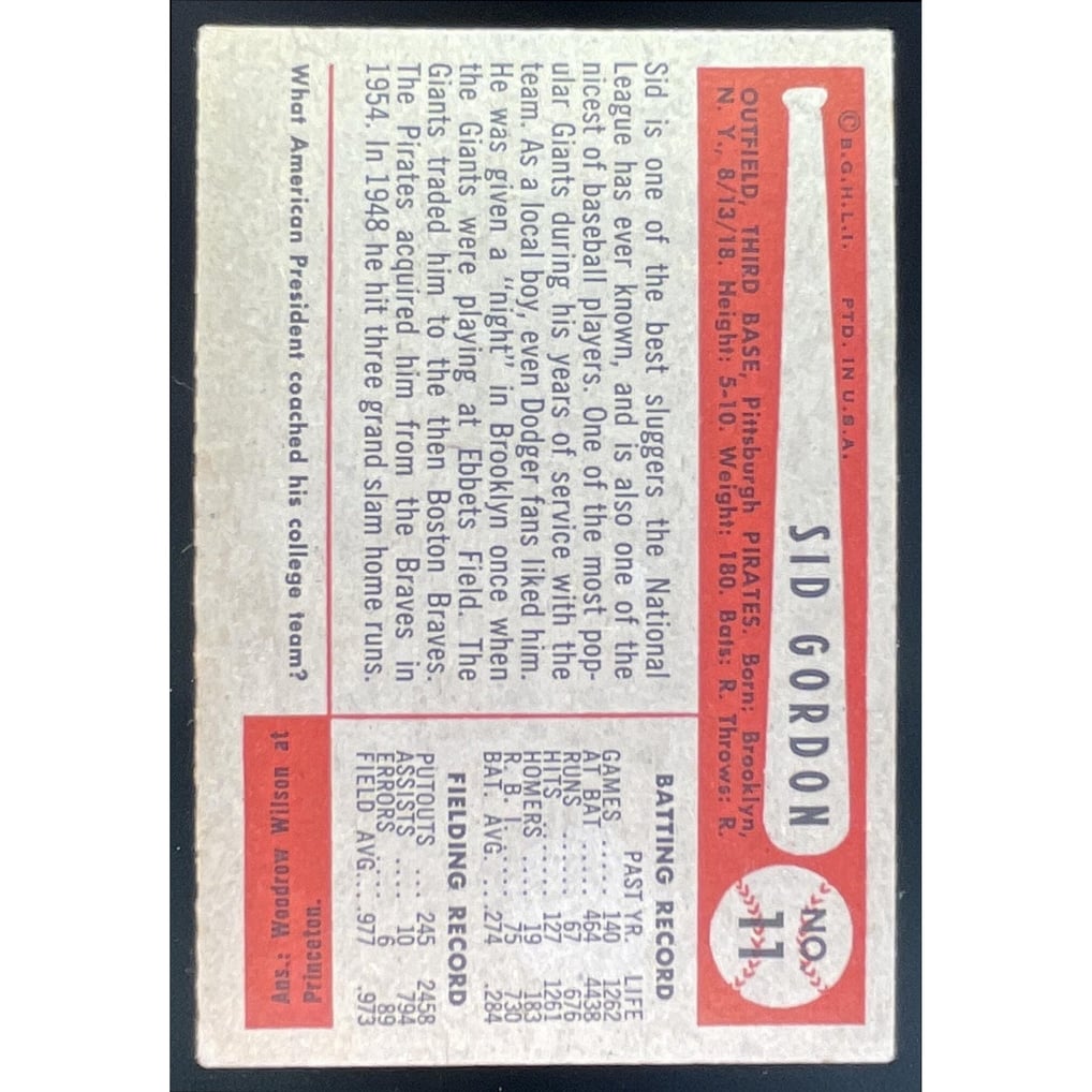 1954 Bowman #11 Sid Gordon