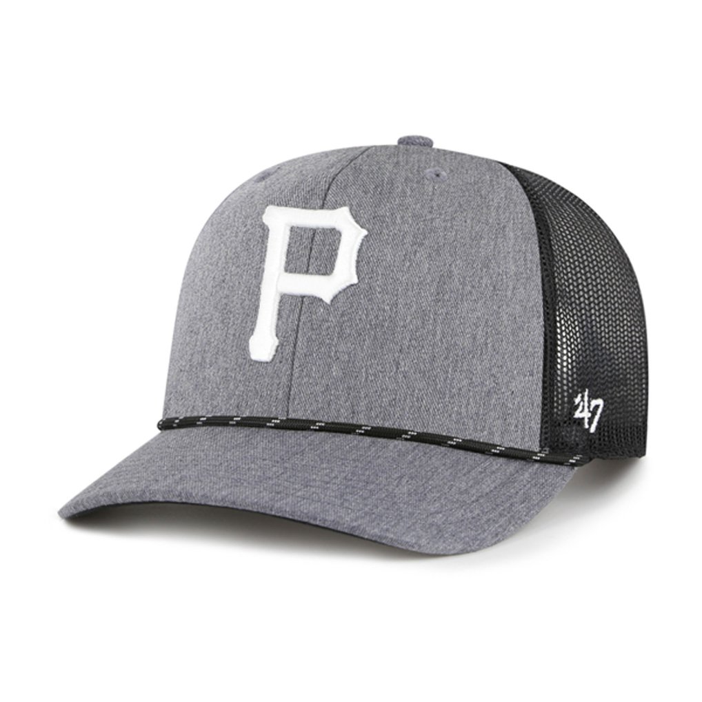 Pittsburgh Pirates '47 Carbon Rope Trucker Adjustable Hat - Charcoal