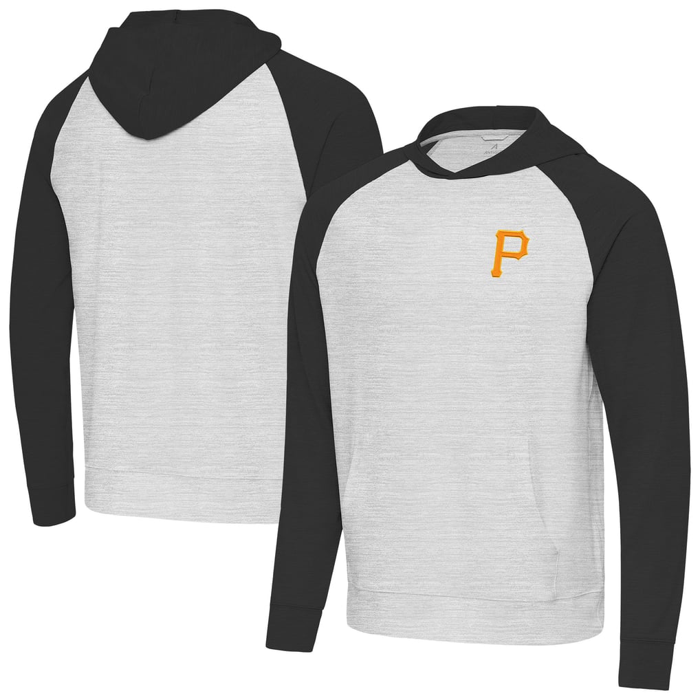 Pittsburgh Pirates Antigua Urgent Pullover Hoodie - Black/Heather Gray