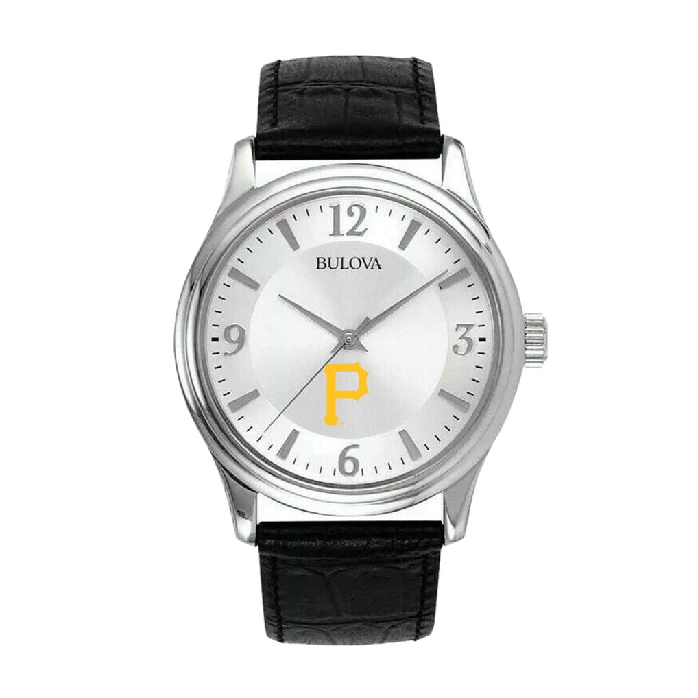 Pittsburgh Pirates Bulova Leather Strap Watch - Silver
