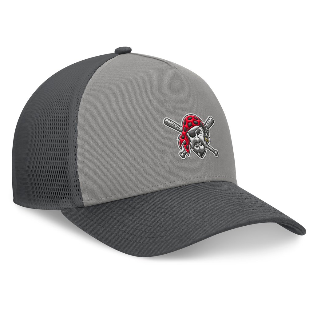 Pittsburgh Pirates Fanatics A-Frame Trucker Adjustable Hat - Gray/Graphite