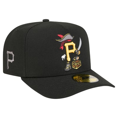 Pittsburgh Pirates New Era Cartoon A-Frame 59FIFTY Fitted Hat - Black