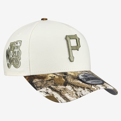 Pittsburgh Pirates New Era 9FORTY A-Frame Adjustable Hat - Cream/Realtree Camo