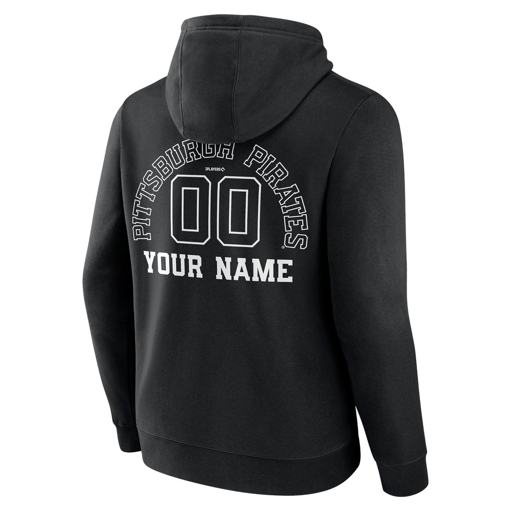 Pittsburgh Pirates Monochrome Personalized Name & Number Pullover Hoodie - Black