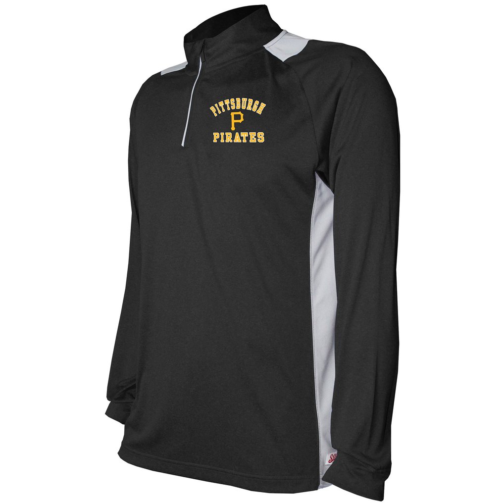 Pittsburgh Pirates Stitches Raglan Sleeve Quarter-Zip Pullover Top - Black/Gray