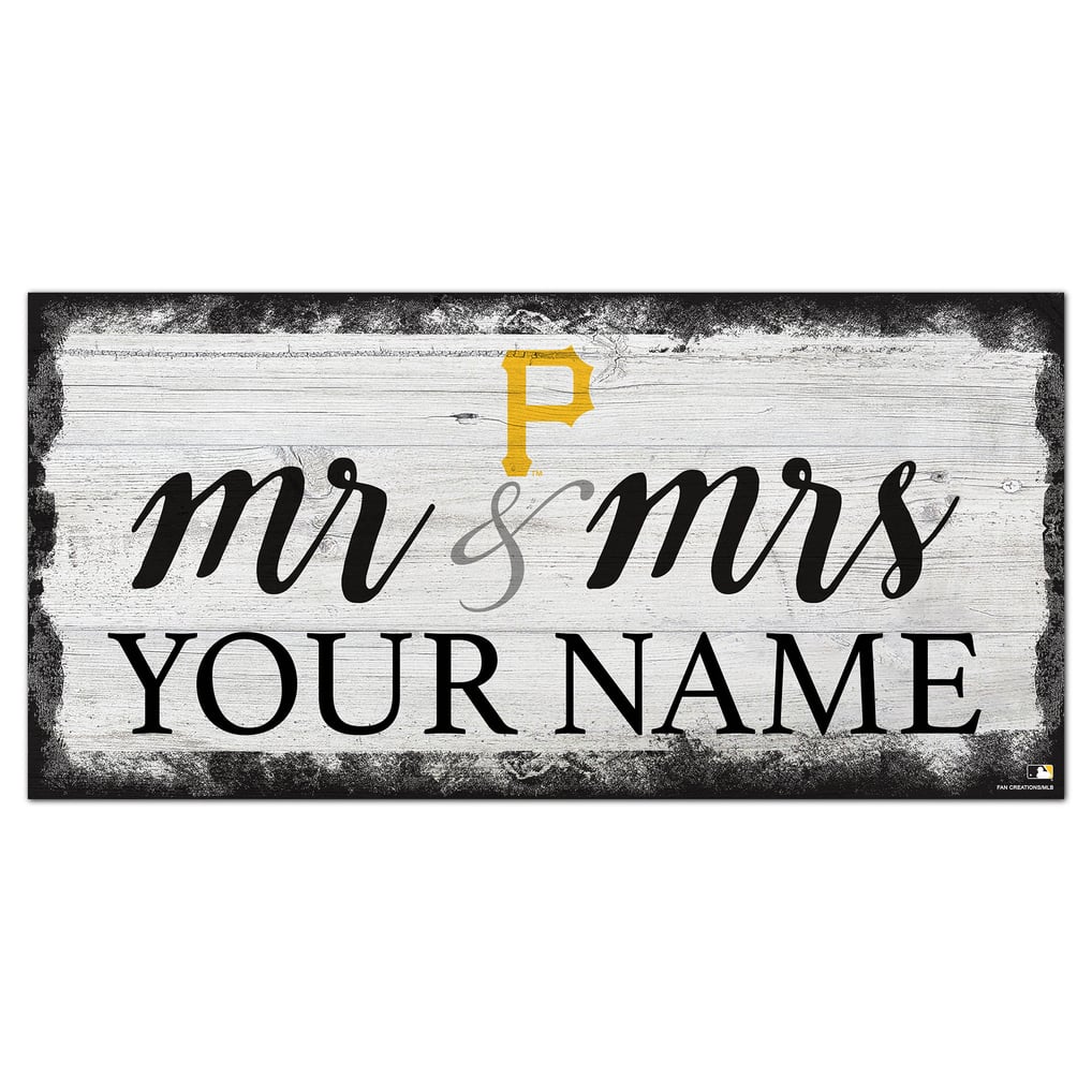 Pittsburgh Pirates 6" x 12" Personalized Mr. & Mrs. Script Sign