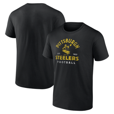  Pittsburgh Steelers Logo Athletic Vintage Arch T-Shirt - Black
