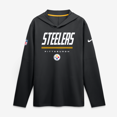 Pittsburgh Steelers Nike Sideline Game On Lightweight Long Sleeve Hooded Dri-FIT Top - Black