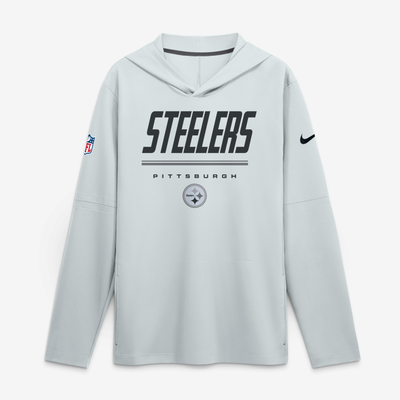 Pittsburgh Steelers Nike Sideline Game On Lightweight Long Sleeve Hooded Dri-FIT Top - Platinum