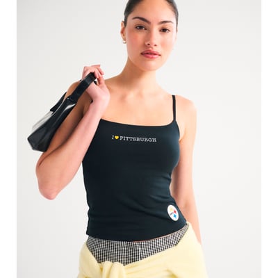 Pittsburgh Steelers Abercrombie & Fitch Women's Bra-Free Seamless Fabric 90s Cami Top - Black