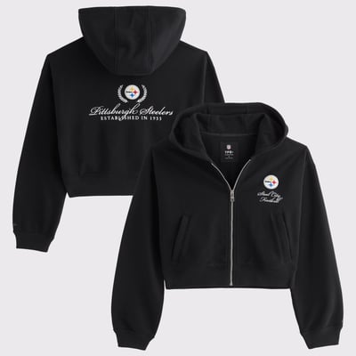 Pittsburgh Steelers Abercrombie & Fitch Women's YPB On The Go 6AM Full-Zip Hoodie - Black
