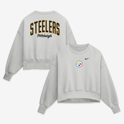  Pittsburgh Steelers Nike Women's Oversized Primetime Phoenix Fleece Sweatshirt - Gray