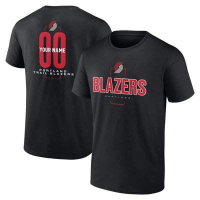 Portland Trail Blazers Center Court Name & Number Custom T-Shirt - Black