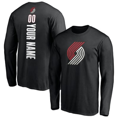 Portland Trail Blazers Playmaker Personalized Name & Number Long Sleeve T-Shirt - Black