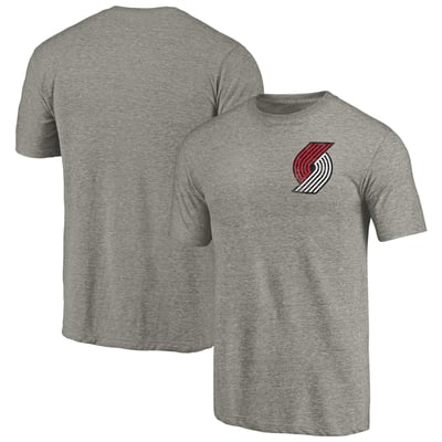 Portland Trail Blazers Primary Logo Left Chest Distressed Tri-Blend T-Shirt - Gray
