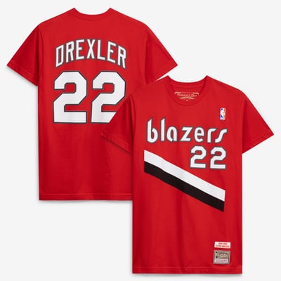 Clyde Drexler Portland Trail Blazers Mitchell & Ness Hardwood Classics Player Name & Number T-Shirt - Red