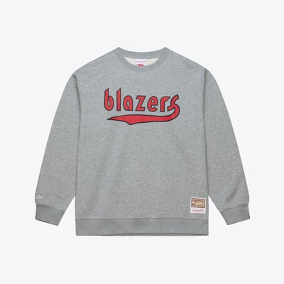 Portland Trail Blazers Mitchell & Ness Walk-Off Fleece Sweatshirt - Heather Gray