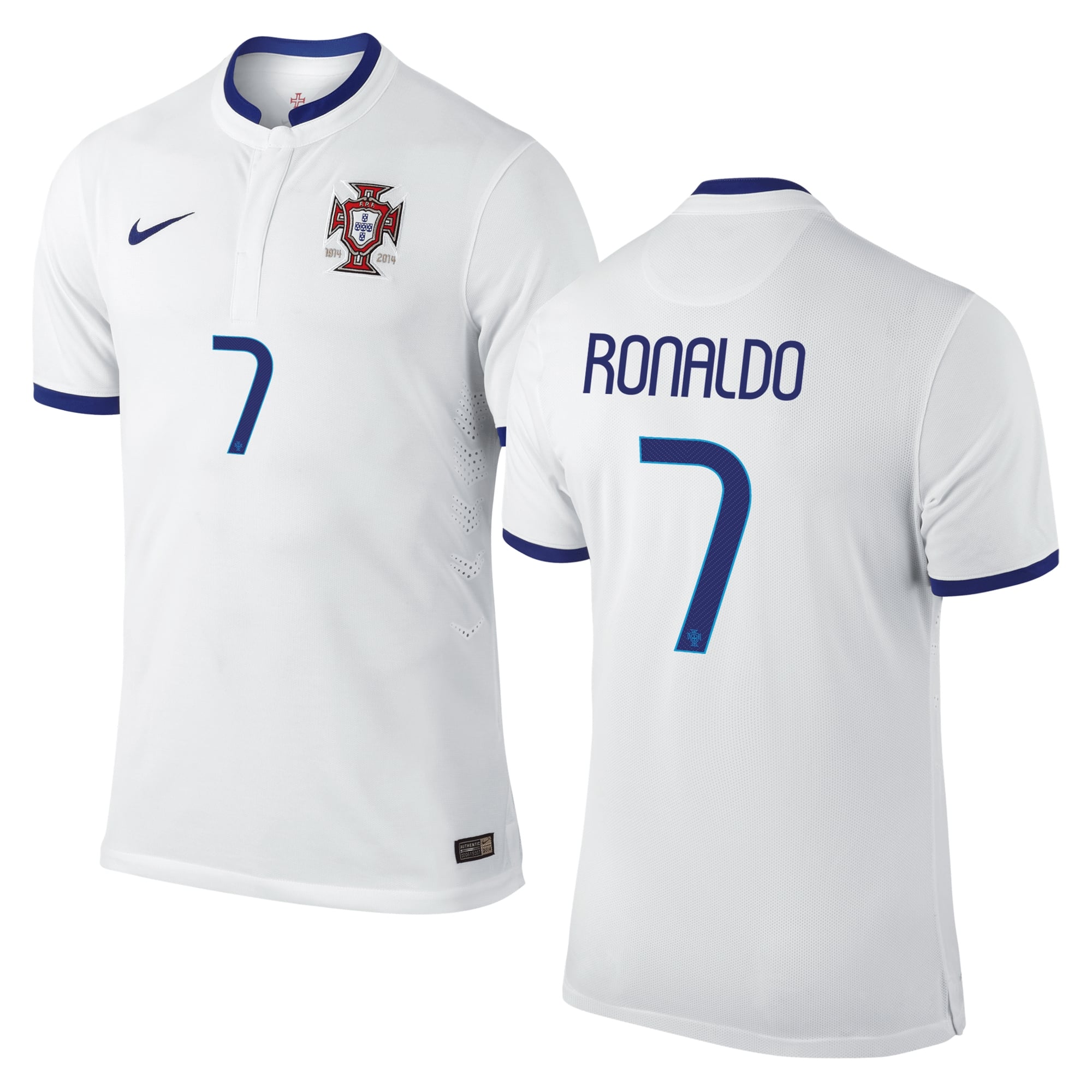 Ronaldo #7 Portugal Nike 2014 World Soccer Replica Road Jersey - White