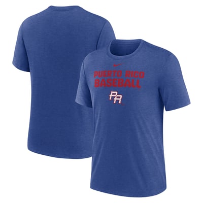 Puerto Rico Baseball Nike 2026 World Baseball Classic Stacked Tri-Blend T-Shirt - Heather Blue