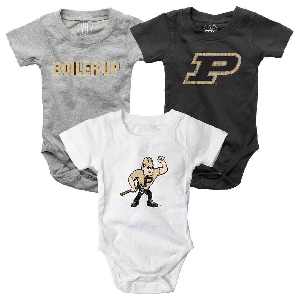  Purdue Boilermakers Wes & Willy Infant Three-Pack Bodysuit Set