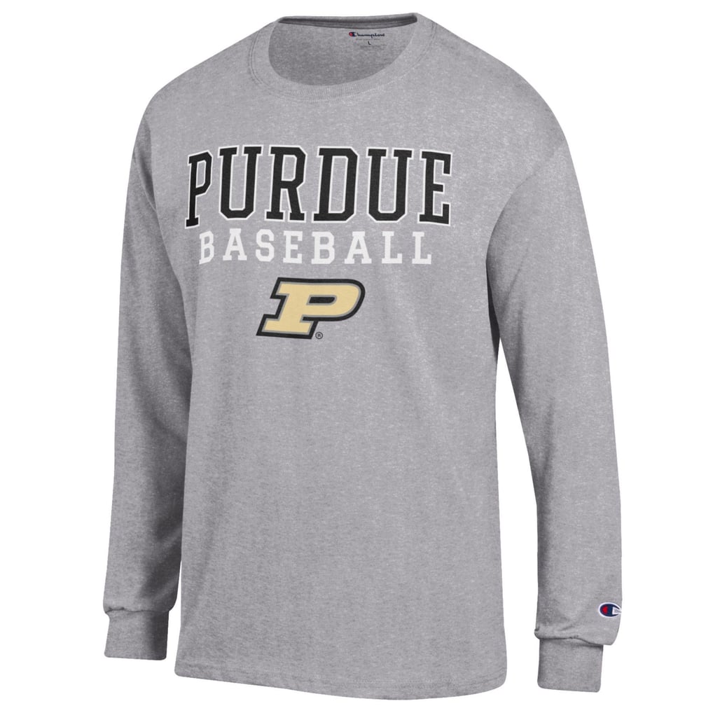 Purdue Boilermakers Champion Baseball Stack Long Sleeve T-Shirt - Gray