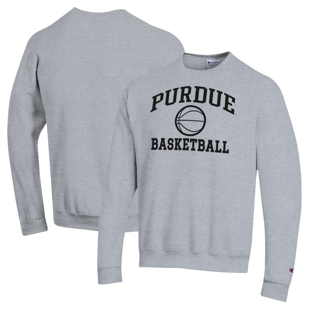 Purdue Boilermakers Champion Basketball Icon Pullover Crewneck Sweatshirt - Heather Gray
