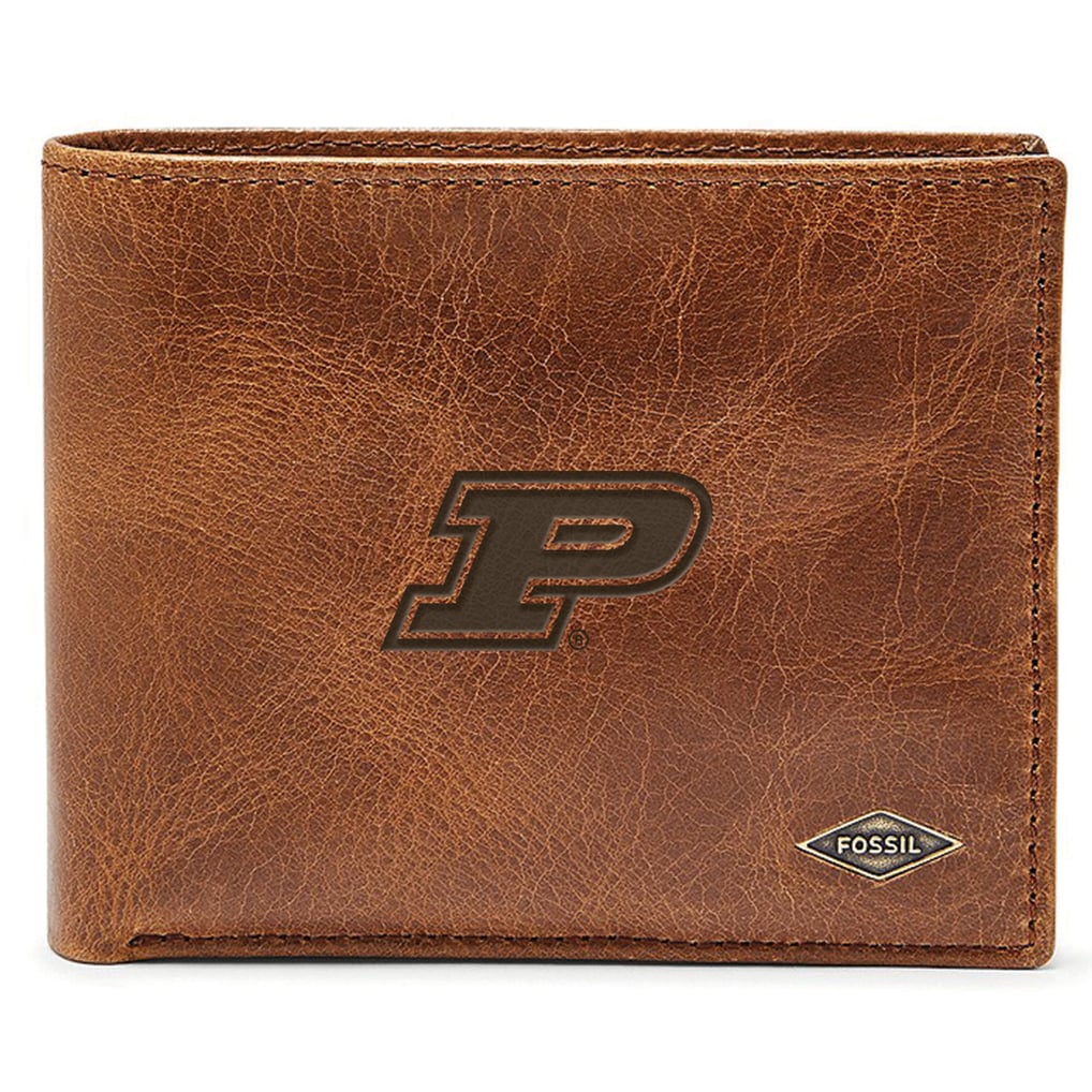 Purdue Boilermakers Fossil Leather Ryan RFID Passcase Wallet - Brown