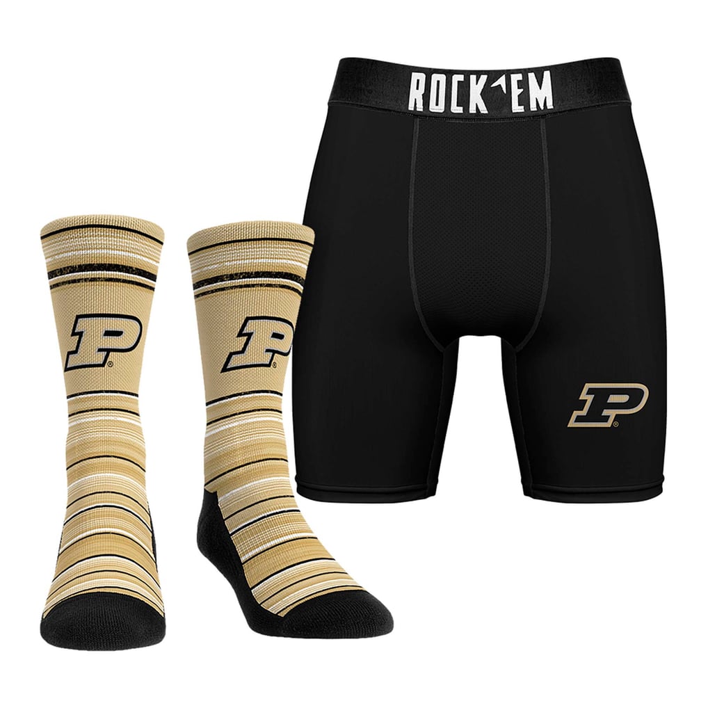 Purdue Boilermakers Rock Em Socks Primary Crew Socks & Boxer Briefs Combo Pack