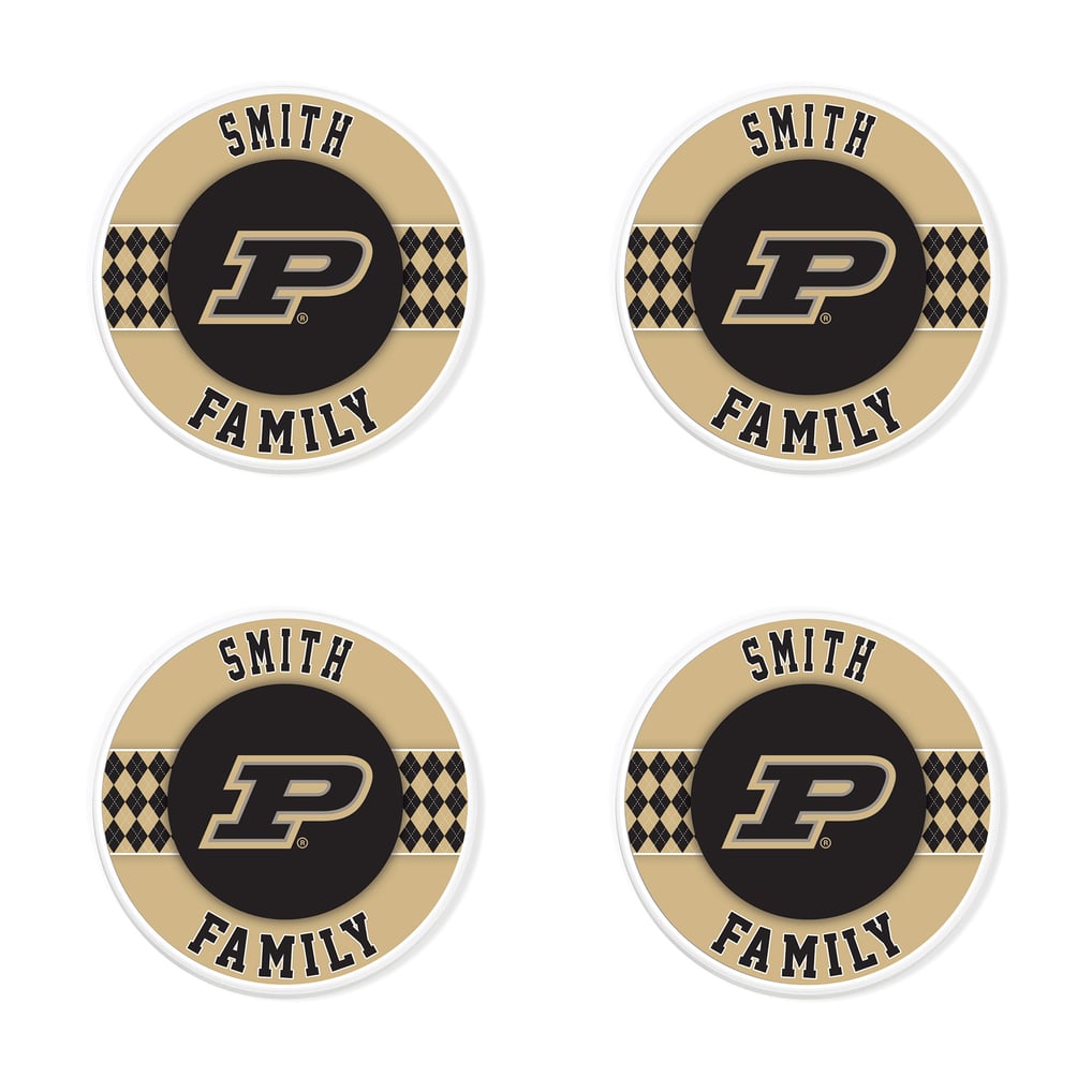 Purdue Boilermakers 4" Personalized Circular Coasters 4-Pack Set