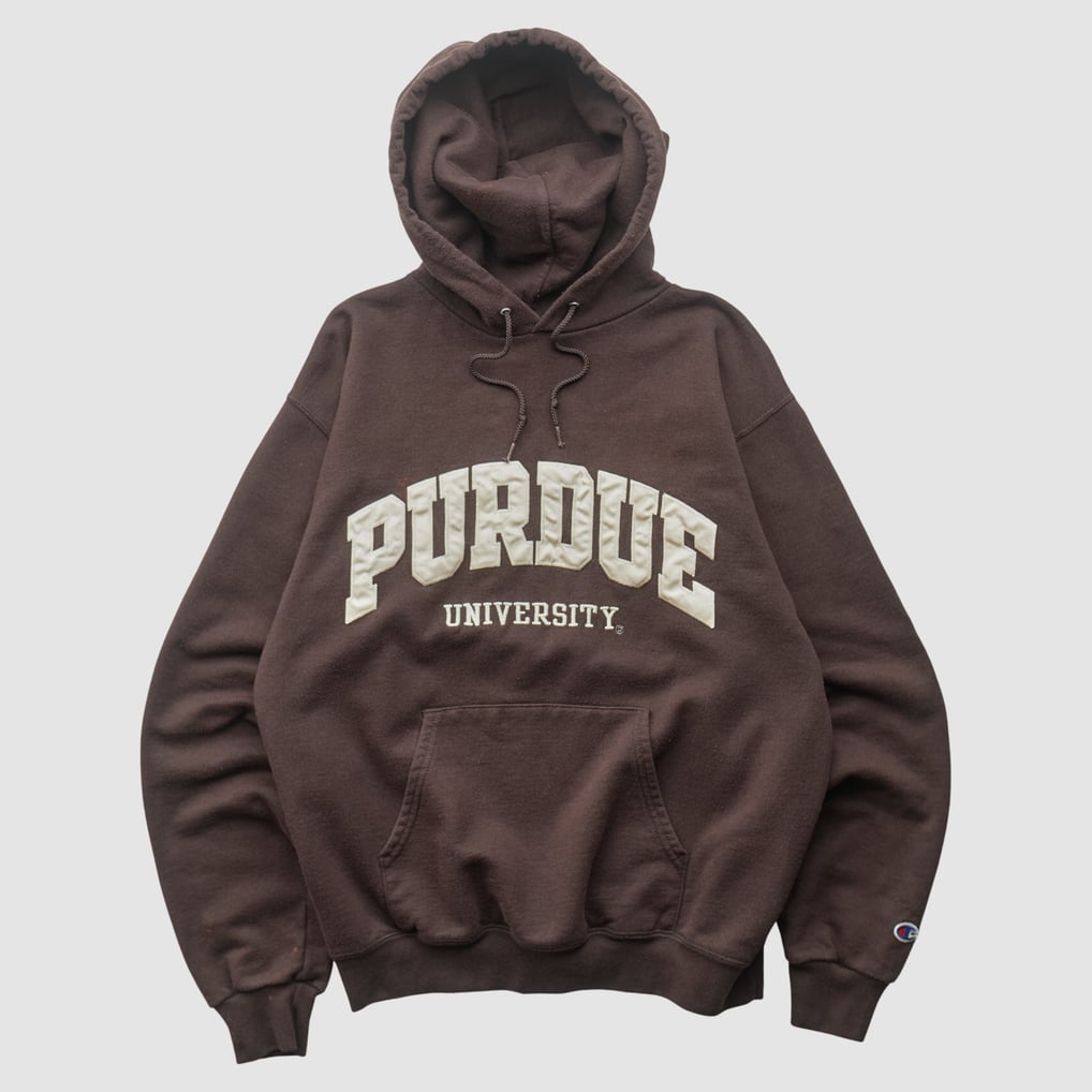 Purdue Boilermakers Champion 2000s Hooded Pullover Sweatshirt - Brown - S by Fanatics Real Vintage