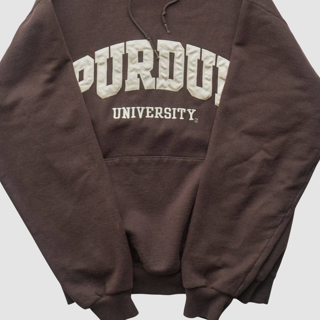 Purdue Boilermakers Champion 2000s Hooded Pullover Sweatshirt - Brown - S by Fanatics Real Vintage