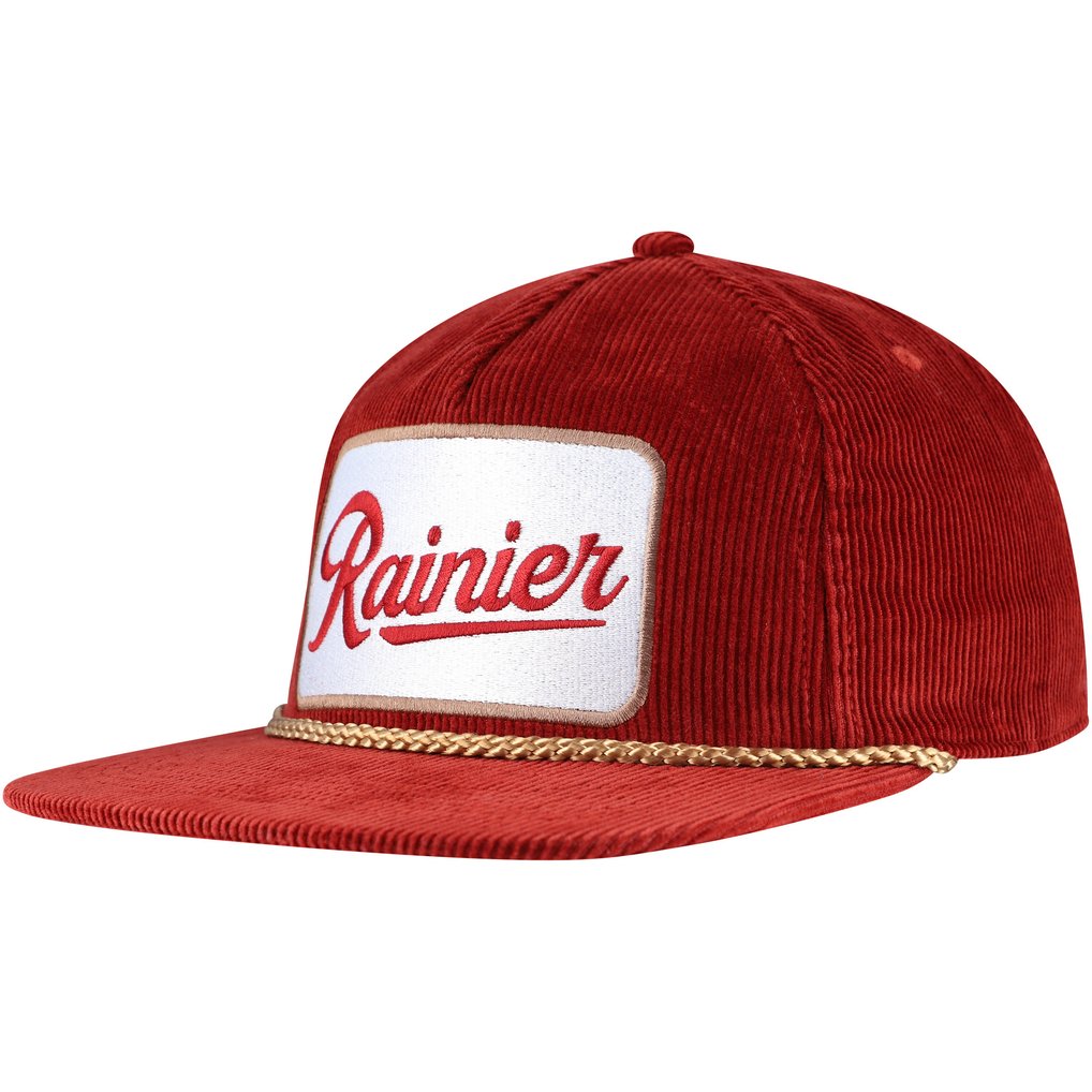 Rainier Corduroy Rope Golf Snapback Hat - Red