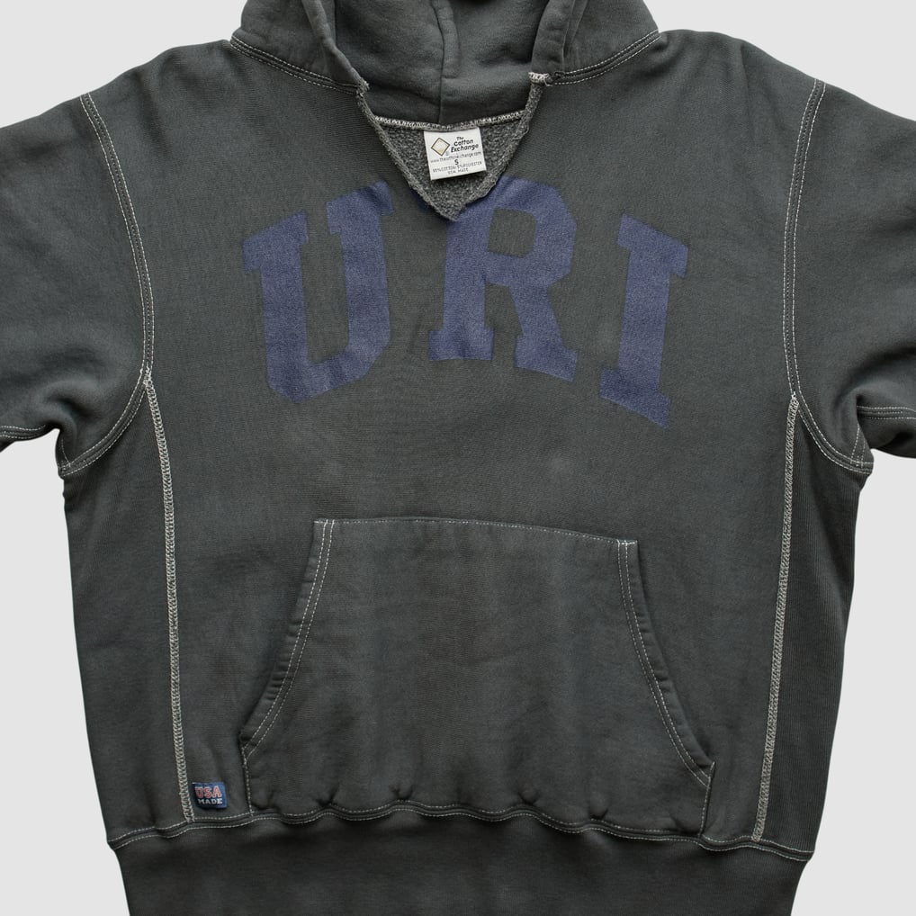 Rhode Island Rams Cotton Exchange 2000s Hooded Pullover Sweatshirt - Charcoal - XS by Fanatics Real Vintage