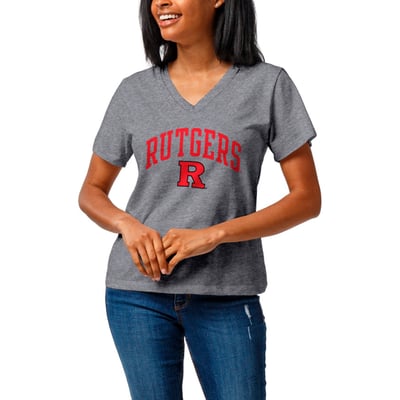  Rutgers Scarlet Knights League Collegiate Wear Women's Intramural Boyfriend Tri-Blend V-Neck T-Shirt - Heather Gray