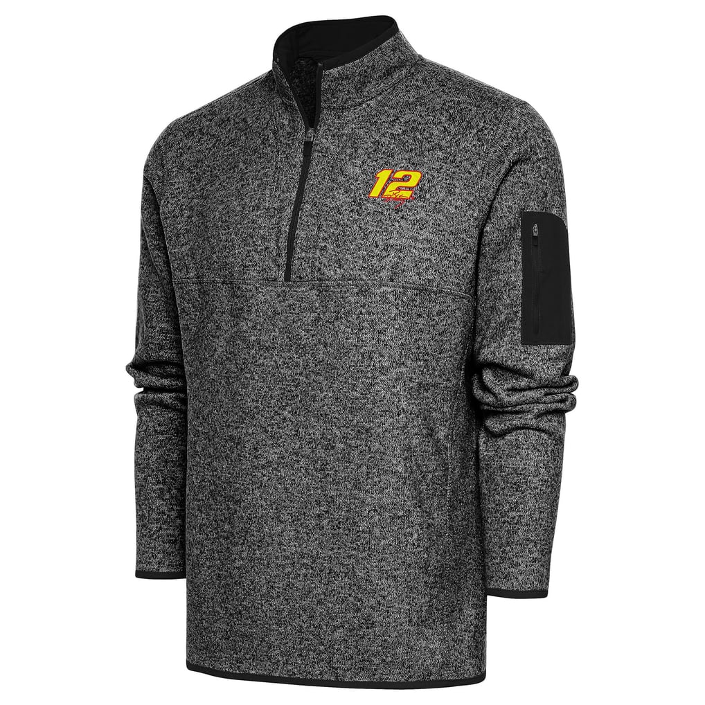 Ryan Blaney Antigua Fortune Quarter-Zip Pullover Jacket - Heather Black