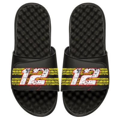 Ryan Blaney ISlide NASCAR Driver Tire Marks Slide Sandals - Black