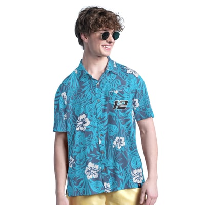 Ryan Blaney Margaritaville Palm Shade Full-Button Shirt - Blue