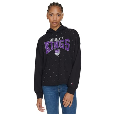 Sacramento Kings Tommy Jeans Women's Stella Cropped Pullover Hoodie - Black