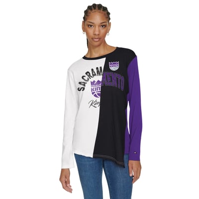 Sacramento Kings Tommy Jeans Women's Amelia Color Blocked Long Sleeve T-Shirt - White/Black