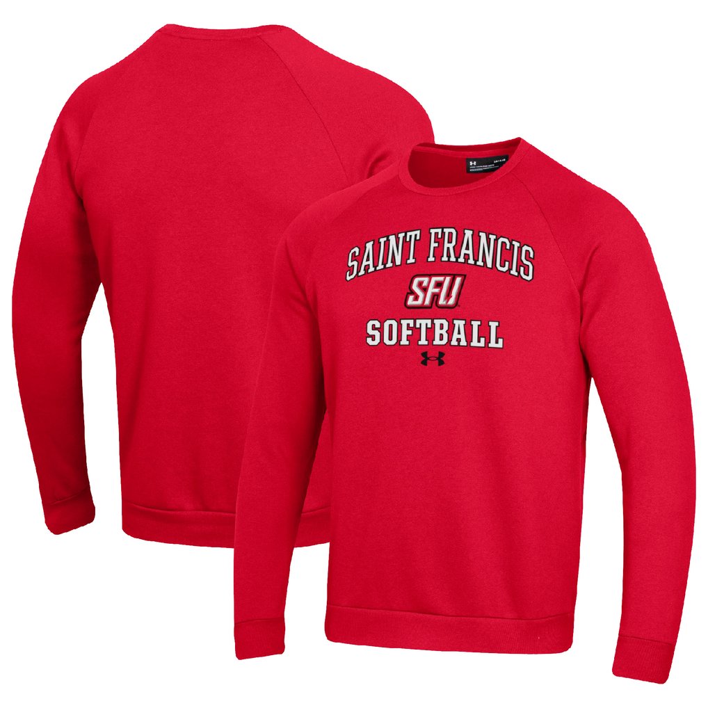 Saint Francis Red Flash Under Armour All Day Arch Softball Fleece Raglan Pullover Sweatshirt - Red
